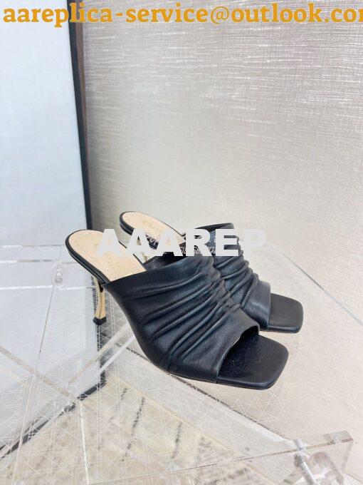 Replica Dior D-Fame Heeled Sandal Pleated Lambskin KCQ775 5