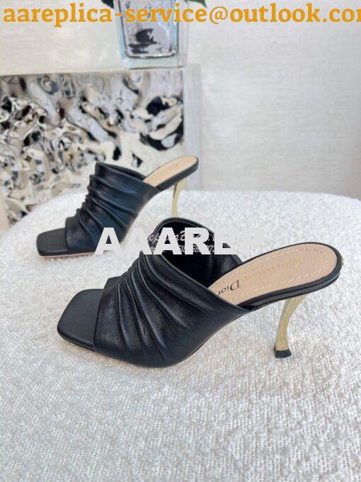 Replica Dior D-Fame Heeled Sandal Pleated Lambskin KCQ775 6