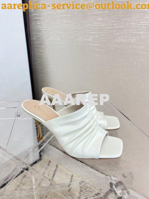 Replica Dior D-Fame Heeled Sandal Pleated Lambskin KCQ775 11