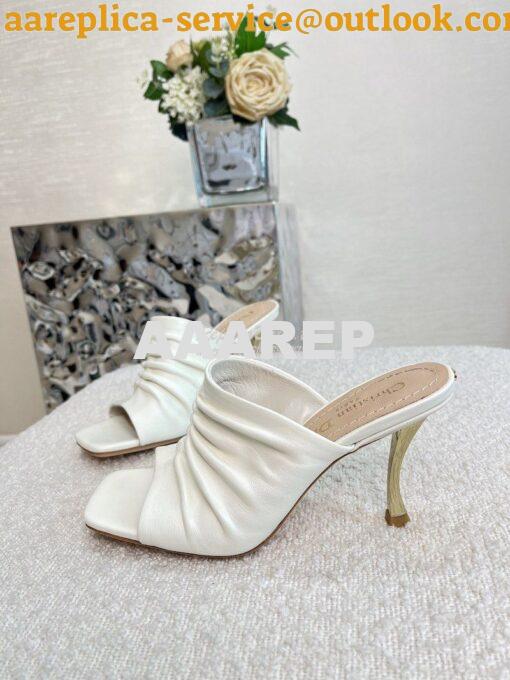Replica Dior D-Fame Heeled Sandal Pleated Lambskin KCQ775 12