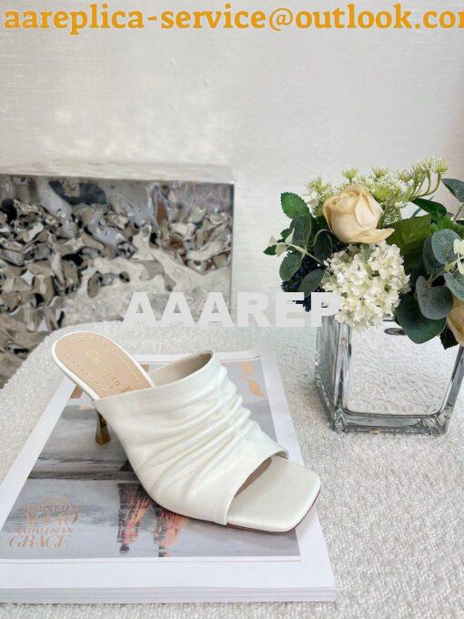 Replica Dior D-Fame Heeled Sandal Pleated Lambskin KCQ775 14