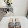 Replica Dior DWAY Heeled Slide Gold Cotton Embroidered With Metallic T 11