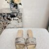 Replica Dior DWAY Heeled Slide Gold Cotton Embroidered With Metallic T