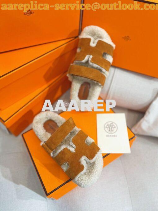 Replica Hermes Chypre Sandal in Suede Goatskin and Shearling H222929Z 7