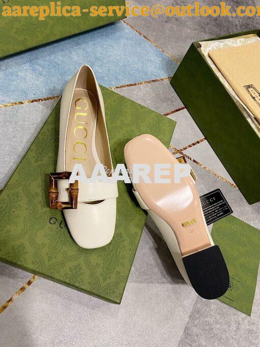 Replica Gucci Women's Ballet Flat With Bamboo Buckle 658856 White 8