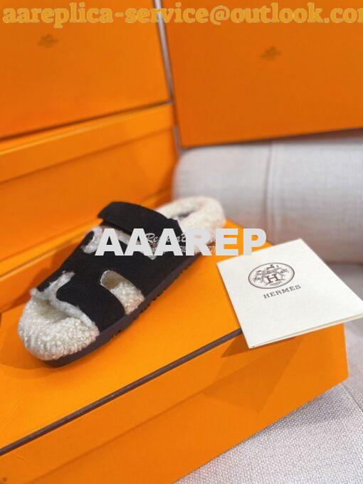 Replica Hermes Chypre Sandal in Suede Goatskin and Shearling H222929Z 10
