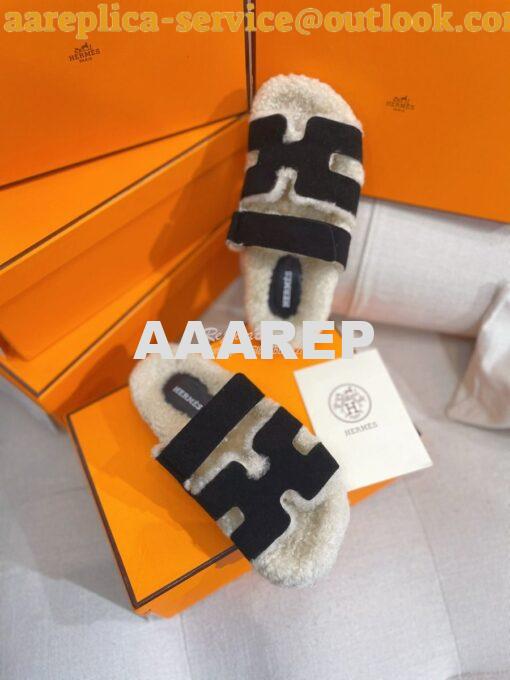 Replica Hermes Chypre Sandal in Suede Goatskin and Shearling H222929Z 12
