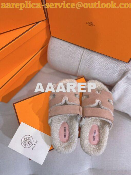 Replica Hermes Chypre Sandal in Suede Goatskin and Shearling H222929Z 18