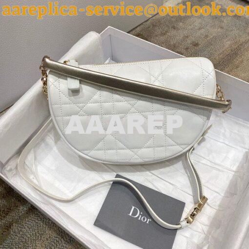 Replica Small Dior Vibe Hobo Bag White and Gold-Tone Cannage Lambskin