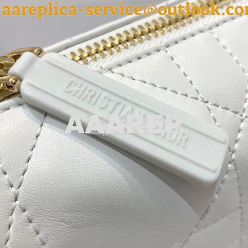 Replica Small Dior Vibe Hobo Bag White and Gold-Tone Cannage Lambskin 4