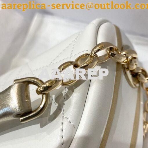 Replica Small Dior Vibe Hobo Bag White and Gold-Tone Cannage Lambskin 6