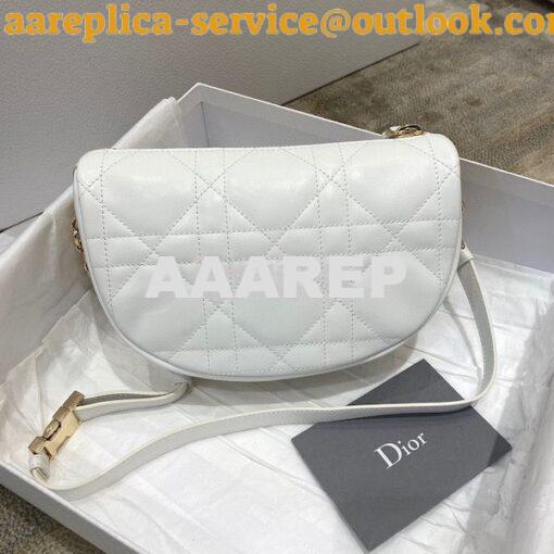 Replica Small Dior Vibe Hobo Bag White and Gold-Tone Cannage Lambskin 7