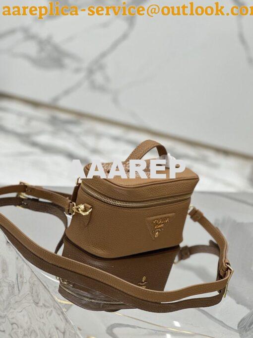 Replica Prada Leather mini-bag 1BH202 Caramel 4