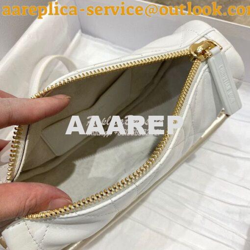 Replica Small Dior Vibe Hobo Bag White and Gold-Tone Cannage Lambskin 8