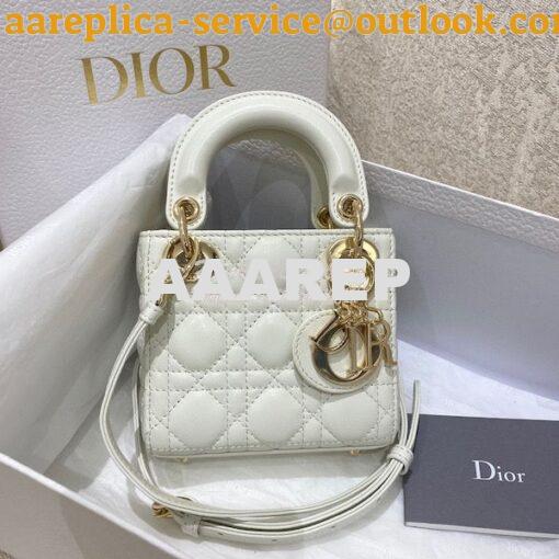 Replica Micro Lady Dior Bag White Cannage Lambskin S0856