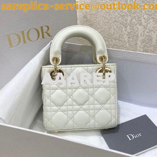 Replica Micro Lady Dior Bag White Cannage Lambskin S0856 5