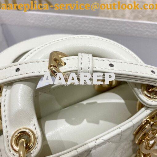 Replica Micro Lady Dior Bag White Cannage Lambskin S0856 7