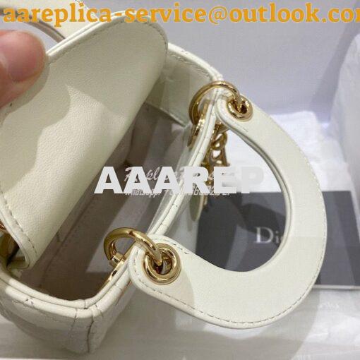 Replica Micro Lady Dior Bag White Cannage Lambskin S0856 8