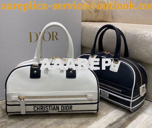 Replica Medium Dior Vibe Zip Bowling Bag White Smooth Calfskin M6202