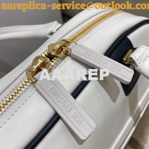 Replica Medium Dior Vibe Zip Bowling Bag White Smooth Calfskin M6202 4
