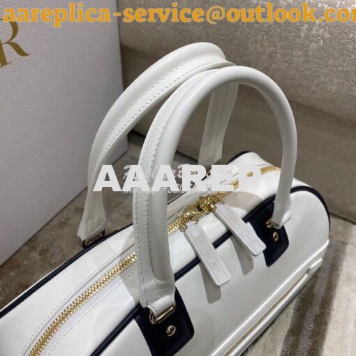 Replica Medium Dior Vibe Zip Bowling Bag White Smooth Calfskin M6202 6