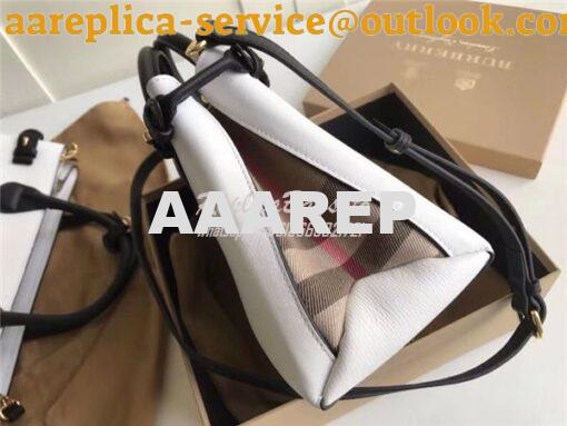 Replica Burberry The Small Banner in Leather and House Check white bla 4