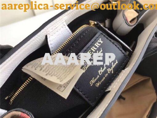 Replica Burberry The Small Banner in Leather and House Check white bla 8