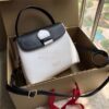 Replica Burberry The Small Banner in Leather and House Check white bla 11