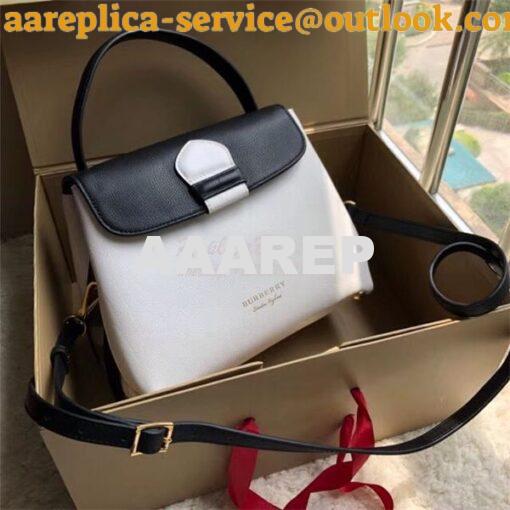 Replica Burberry Grainy Leather and House Check Tote Bag white black