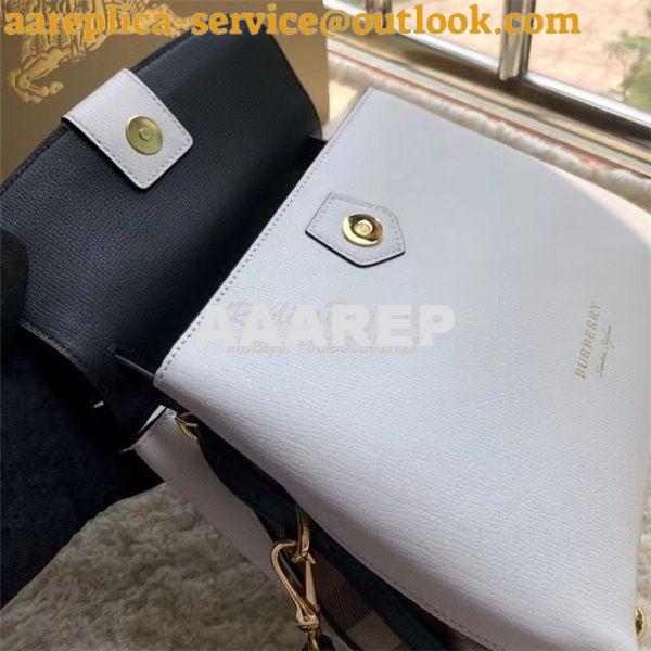 Replica Burberry Grainy Leather and House Check Tote Bag white black 5 Replica Burberry Grainy Leather and House Check Tote Bag white black 5