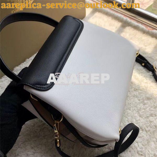 Replica Burberry Grainy Leather and House Check Tote Bag white black 6 Replica Burberry Grainy Leather and House Check Tote Bag white black 6
