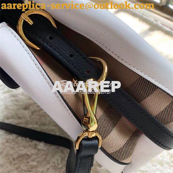 Replica Burberry Grainy Leather and House Check Tote Bag white black 7 Replica Burberry Grainy Leather and House Check Tote Bag white black 7
