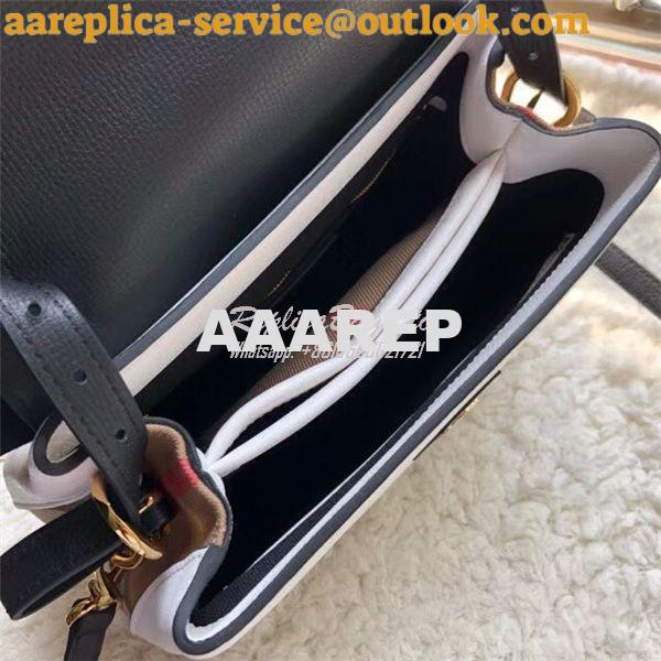 Replica Burberry Grainy Leather and House Check Tote Bag white black 8 Replica Burberry Grainy Leather and House Check Tote Bag white black 8
