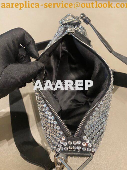 Replica Prada Crystal-embellished black shoulder bag 1bh190 8