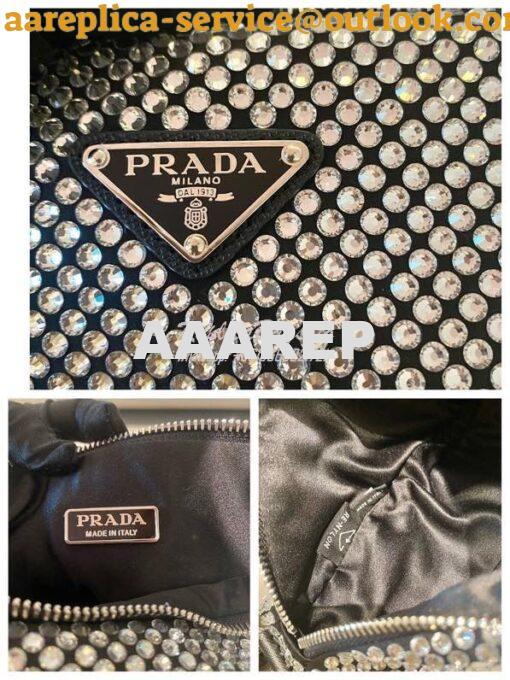 Replica Prada Crystal-embellished black shoulder bag 1bh190 9
