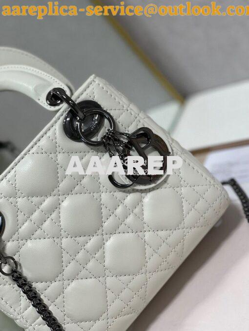 Replica Dior Quilted Latte Lambskin Leather Mini Lady Dior Bag with Ru 4