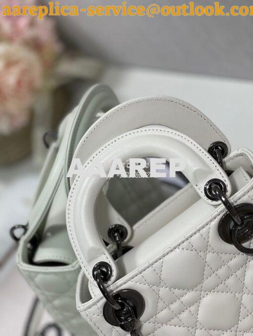 Replica Dior Quilted Latte Lambskin Leather Mini Lady Dior Bag with Ru 5