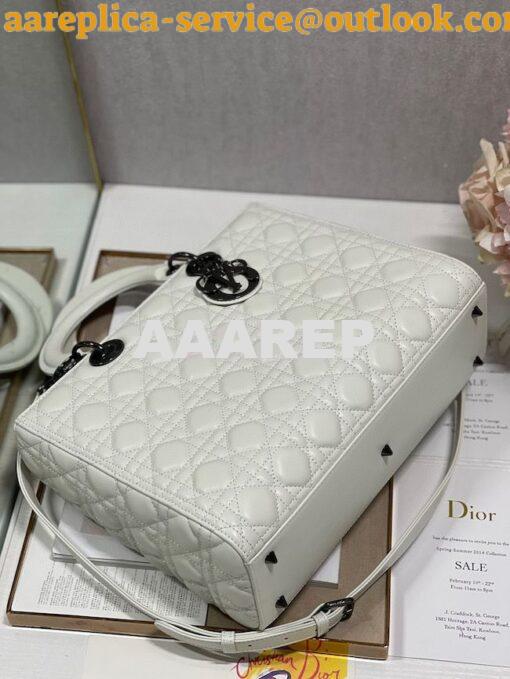 Replica Dior Large Flap Cover Lady Dior Bag in Latte Lambskin Cannage 8