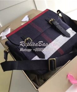 Replica Burberry Small blue Canvas Check Messenger Bag 40202461