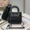 Replica Dior Quilted Black Lambskin Leather Mini Lady Dior Bag with Ru
