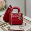 Replica Dior Quilted Cherry Red Lambskin Leather Mini Lady Dior Bag