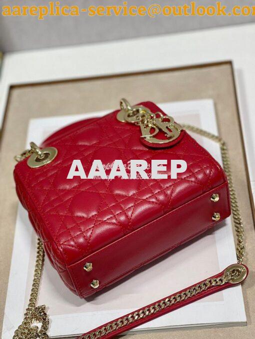 Replica Dior Quilted Cherry Red Lambskin Leather Mini Lady Dior Bag 10