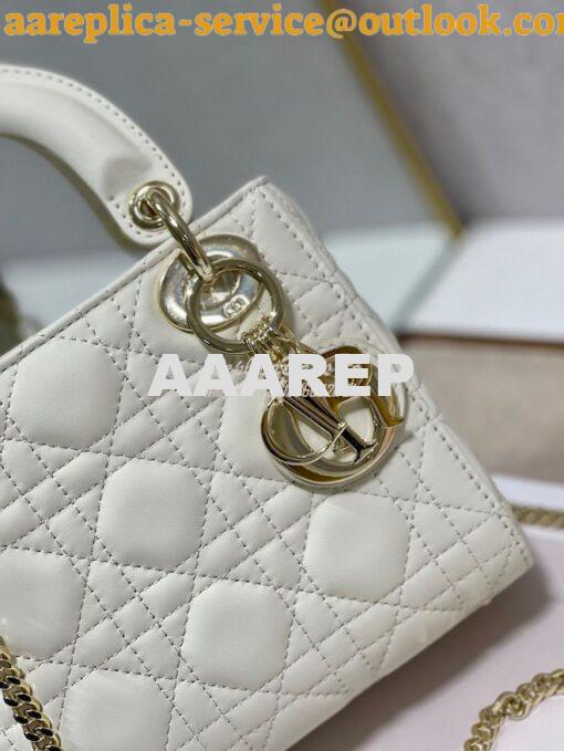 Replica Dior Quilted White Lambskin Leather Mini Lady Dior Bag 4