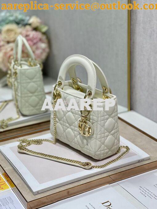 Replica Dior Quilted White Lambskin Leather Mini Lady Dior Bag 5