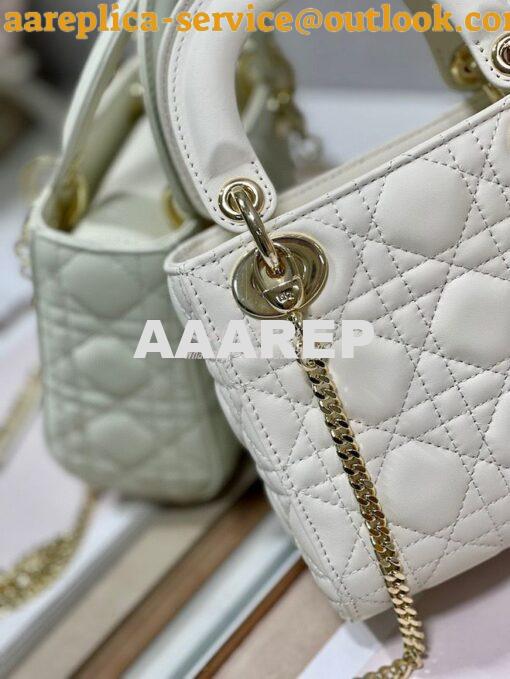 Replica Dior Quilted White Lambskin Leather Mini Lady Dior Bag 7