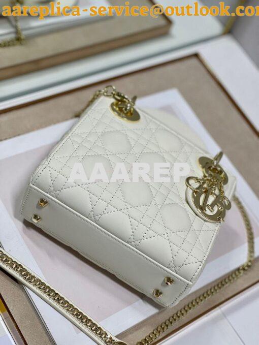 Replica Dior Quilted White Lambskin Leather Mini Lady Dior Bag 9