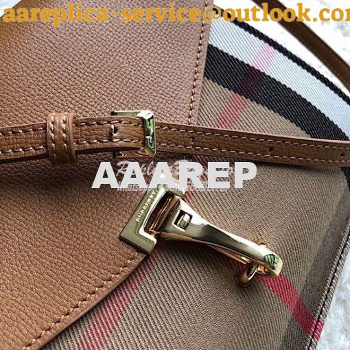 Replica Burberry Small Leather and House Check Crossbody Bag Tan 6