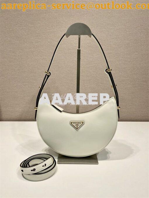 Replica Prada White Leather Moon shoulder bag 1BC194