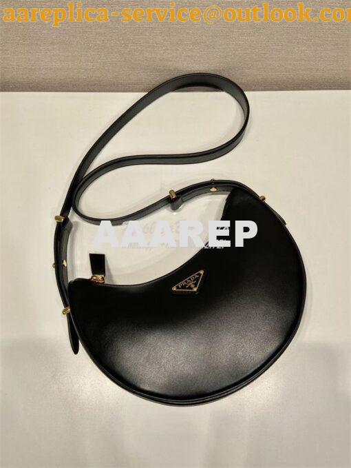 Replica Prada Black Leather Moon shoulder bag 1BC194 3