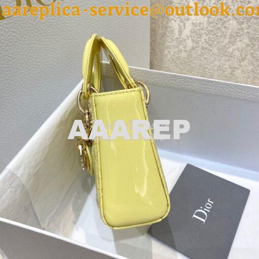 Replica Micro Lady Dior Bag Pale Yellow Patent Cannage Calfskin S0856 3